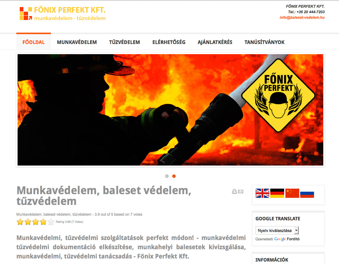 Főnix Perfekt Kft. balesetvédelem, munkavédelem, tűzvédelem